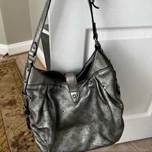Authentic Louis Vuitton Silver Metallic Mahina XS